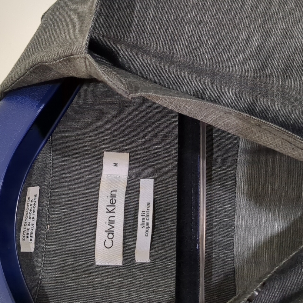 Calvin Klein Gray men's cotton long sleeve button down shirt